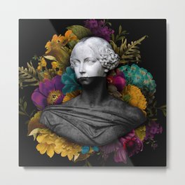 Chaotic Floral Bust Metal Print