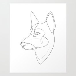 German Shepherd - one line drawing Art Print