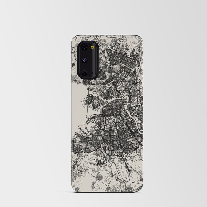 Russia, Saint Petersburg Map - Black and White Android Card Case