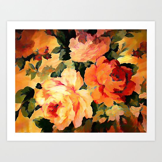 Vintage Painterly Floral Abstract Art Print