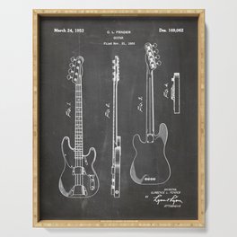 Bass Guitar Patent - Bass Guitarist Art - Black Chalkboard Serving Tray