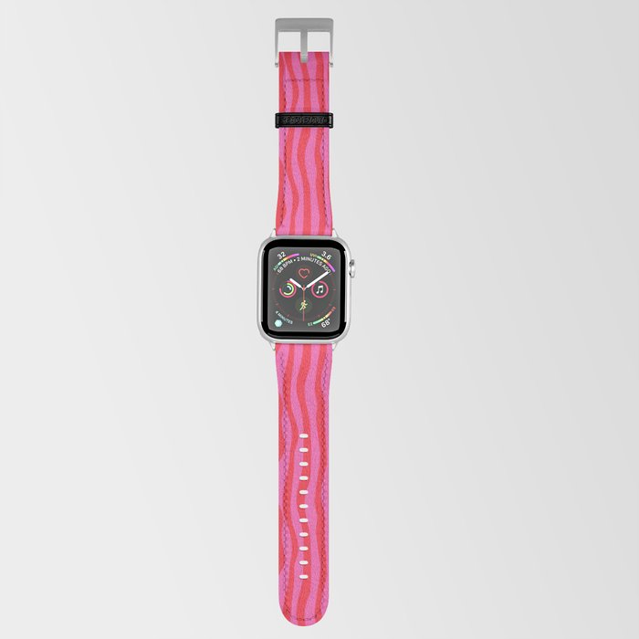 Red and Pink Wavy Stripes Apple Watch Band