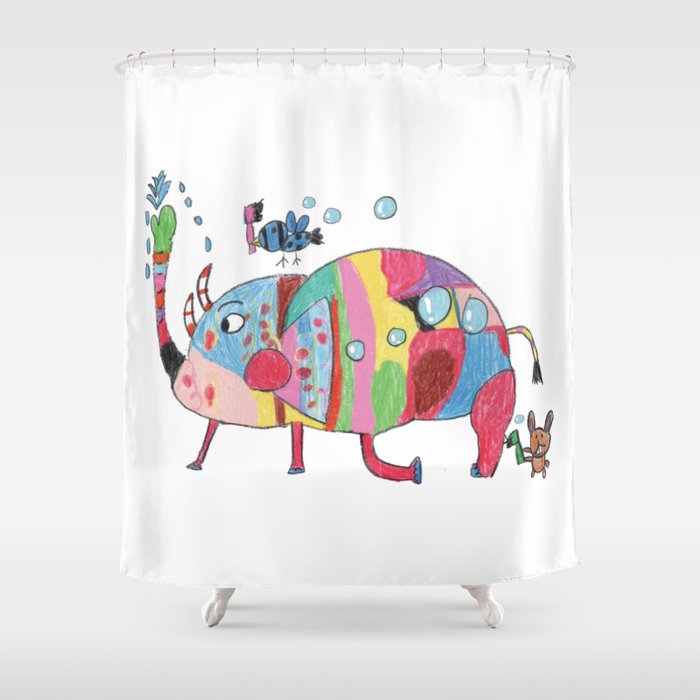 wash a colorful elephant Shower Curtain