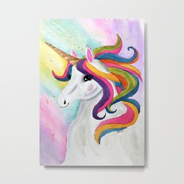 Colorful Whimsical Unicorn Metal Print