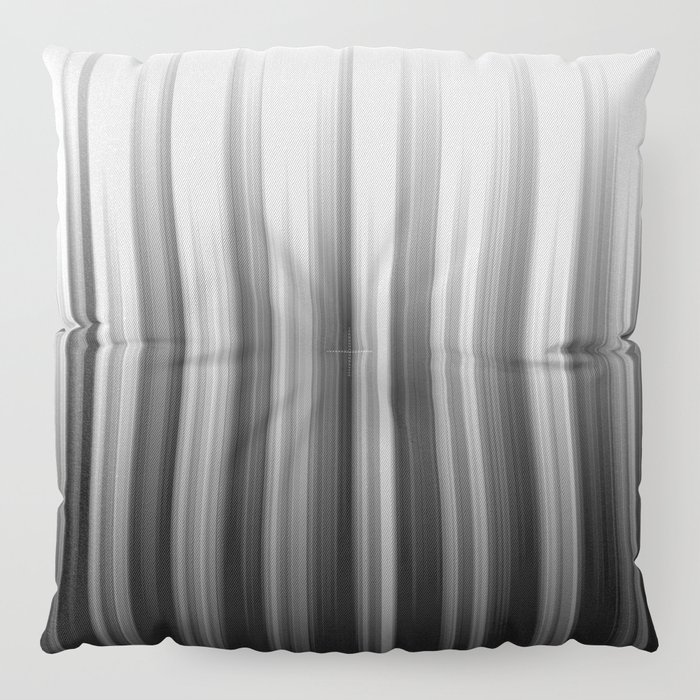 Black And White Soft Blurred Vertical Lines - Ombre Abstract Blurred Design Floor Pillow