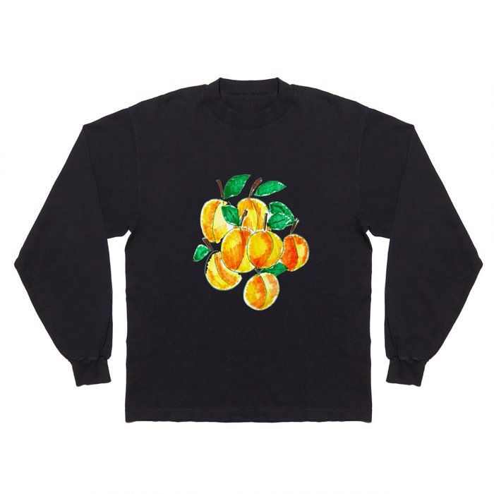 Summer apricots hand drawing Long Sleeve T Shirt