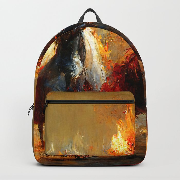 Flaming Horses Backpack