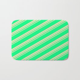[ Thumbnail: Tan & Green Colored Striped Pattern Bath Mat ]