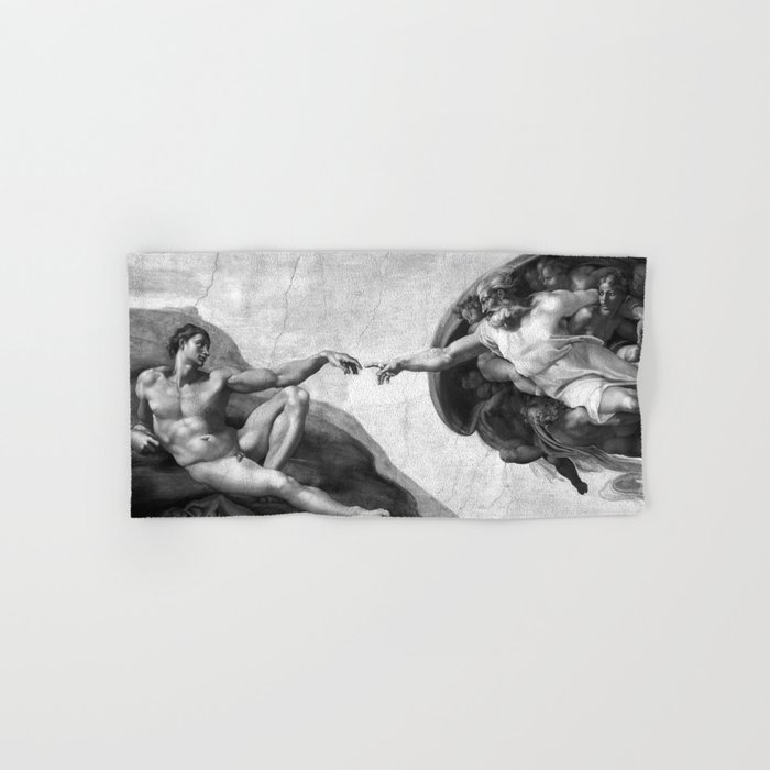 Black And White Creation Of Adam Painting By Michelangelo Sistine