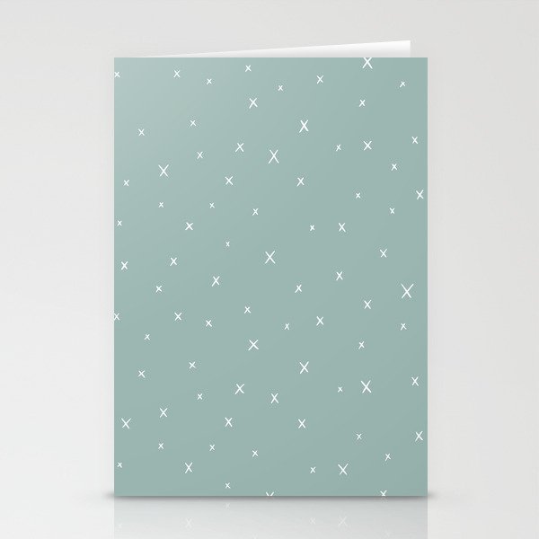 Minimal X's in Aloe Blue Stationery Cards