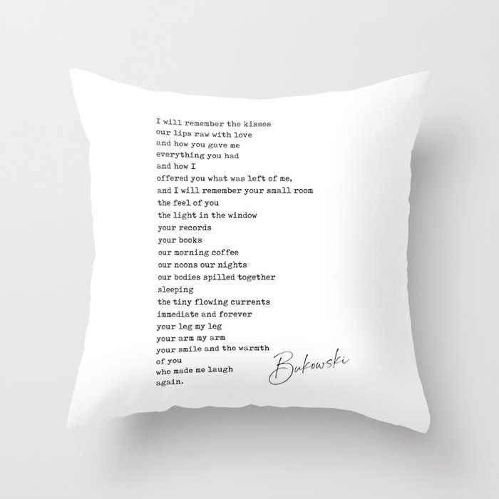 Raw with love - Charles Bukowski Poem - Literature - Typewriter Print Throw Pillow