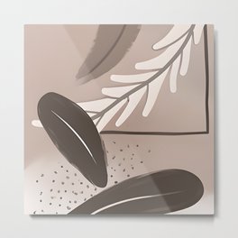 Abstract leaves in muted pink tones Metal Print | Digital, Aigenerated, Abstract, Graphicdesign, Leaves, Miminalist, Brown, Mutedpink 