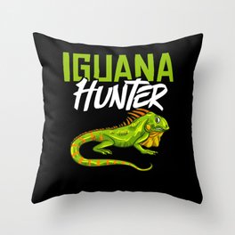 Green Iguana Lizard Cage Hunting Reptile Throw Pillow