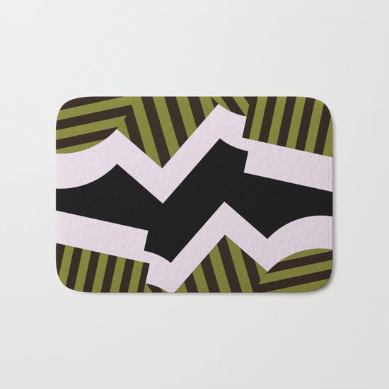 Bold Stripes - Black and white, brown and khaki stripes, abstract geometry Bath Mat