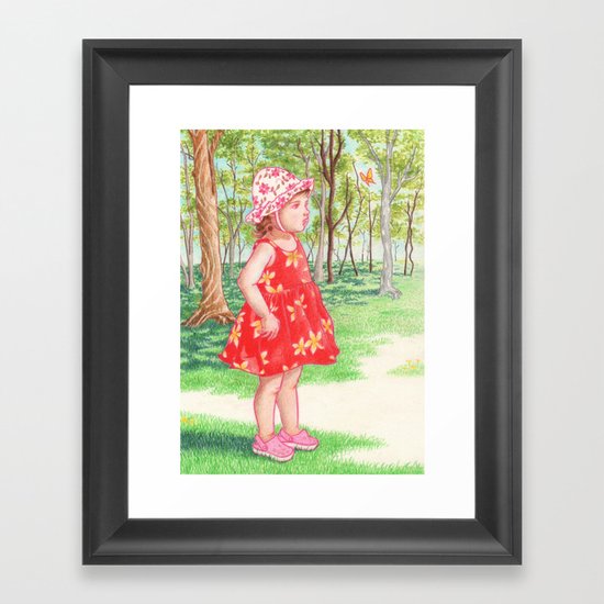 Little Miss Butterfly Framed Art Print