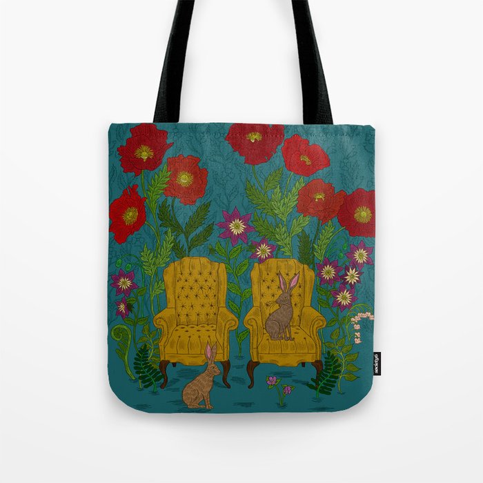 Rabbits in Chairs Tote Bag