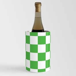 Grass Green Checkerboard Pattern Palm Beach Preppy Wine Chiller