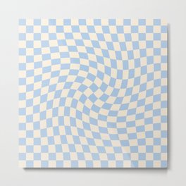 Check II - Baby Blue Twist — Checkerboard Print Metal Print | Wavy Squares, Curated, 90S, Checkerboard Pillow, 70S, Checkerboard Print, Checkerboard Mask, Checked Pattern, Checked Print, Warped 