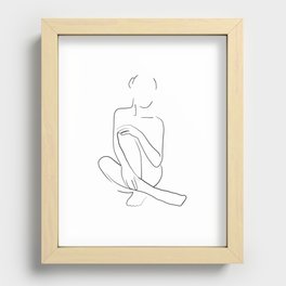 Woman body pose line art Recessed Framed Print