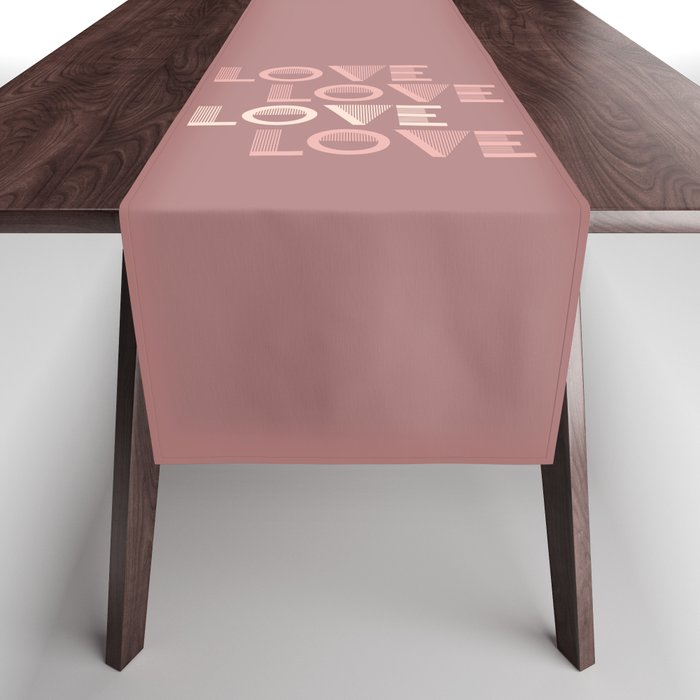 LOVE Dusty Rose & Pink Pastel colors modern abstract illustration  Table Runner