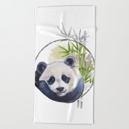 Cute panda with bamboo Beach Towel