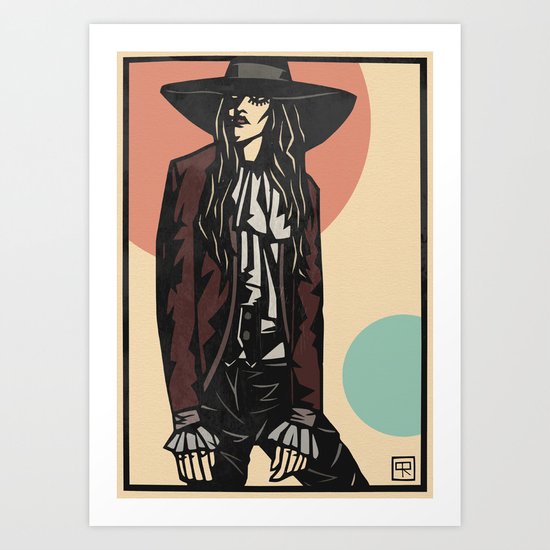 Cowboy hat girl Art Print