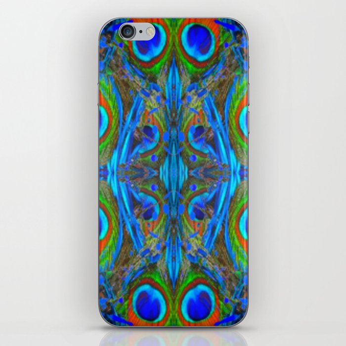 BLUE PEACOCK FEATHERS ABSTRACT PATTERN ART iPhone Skin