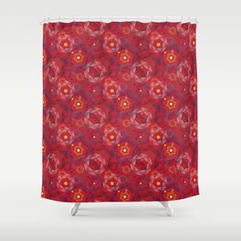 Spirograph_Red Shower Curtain
