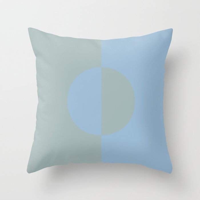 Pastel Blue and Light Aqua Minimal Circle Design 2021 Color of the Year Earth's Harmony Grayed Aqua Throw Pillow