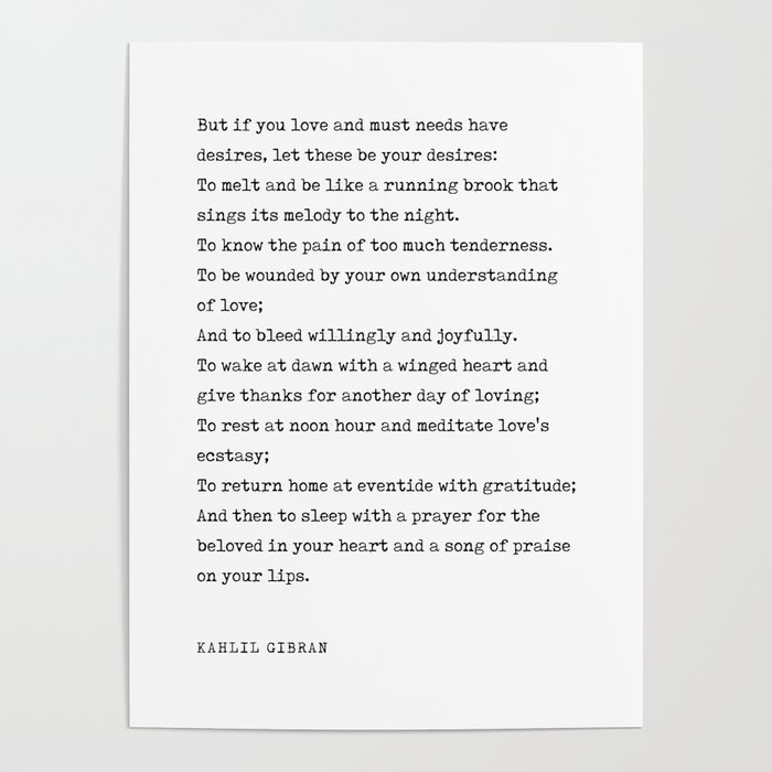 On Love - Kahlil Gibran Poem - Literature - Typewriter Print Poster