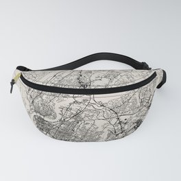 USA, Chattanooga Black&White Map -  Fanny Pack