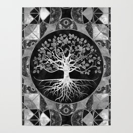 Tree of life - Gray scale Gemstone Poster