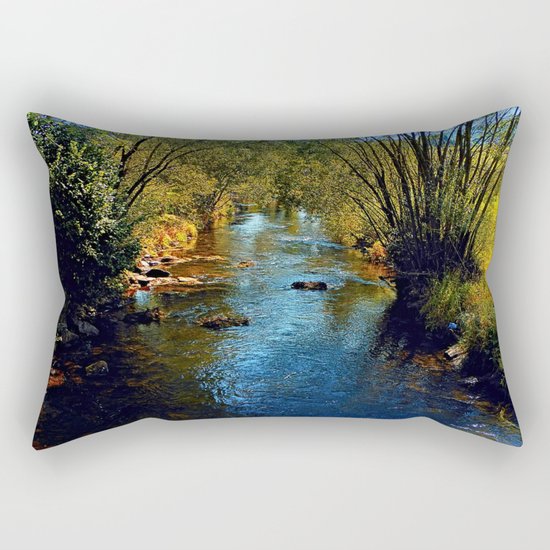 Vibrant river in autumn season Rectangular Pillow