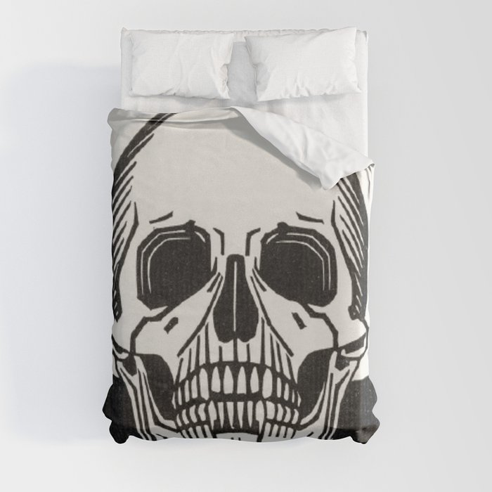 Memento Mori de Graag - Black And White Skull Reproduction Duvet Cover