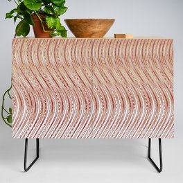 Pink And Silver Abstract Waves Credenza
