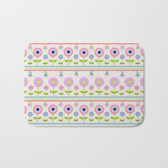 Decorative pastel flowers illustration Bath Mat