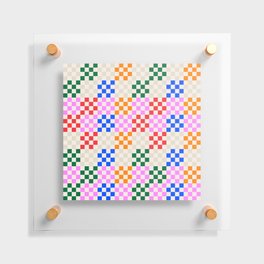 Cheerful Chequered Tiles in Playful Colors Floating Acrylic Print