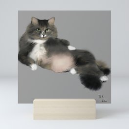 Funny Cat Painting of a Maine Coon Mini Art Print