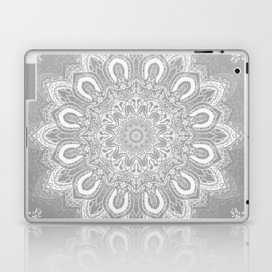 Gray Boho Mandala Flower Laptop & iPad Skin