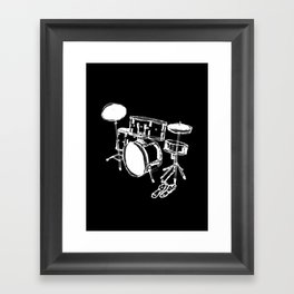 Drum Kit Rock Black White Framed Art Print