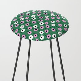 Abstract Poppies Pink & Green Counter Stool