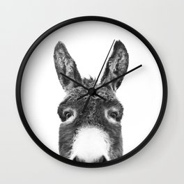 Hey Donkey BW Wall Clock