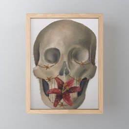 Cactus Flower Skull Framed Mini Art Print