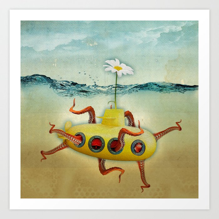 octopus submarine Art Print
