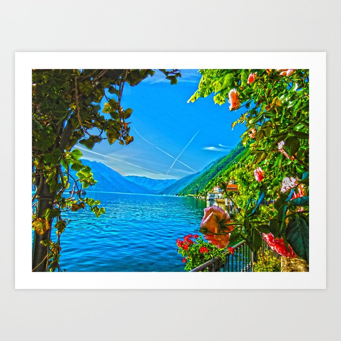Flower Framed Lake Como Art Print By Francocavalleri Society6