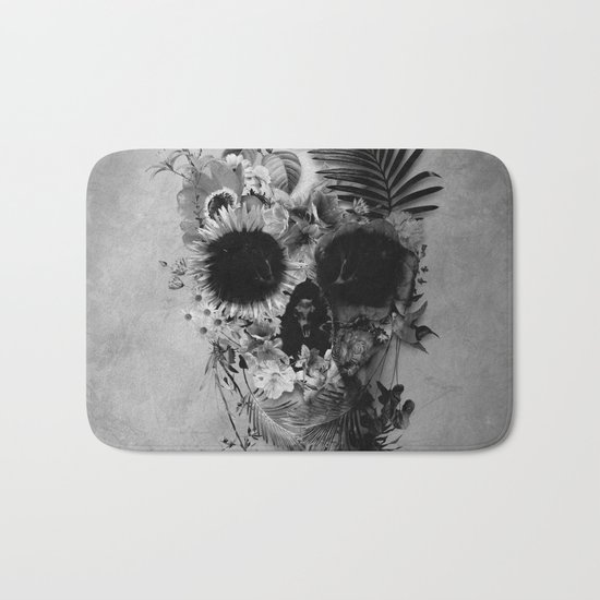 Garden Skull B&W Bath Mat