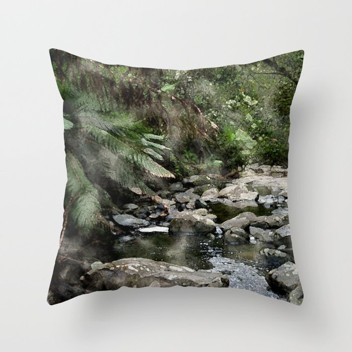 Riverbed Watercolour Throw Pillow