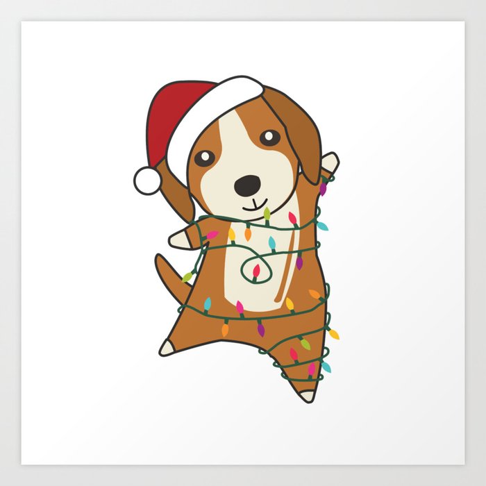 Beagle Merry Christmas Winter Animals Dog Art Print