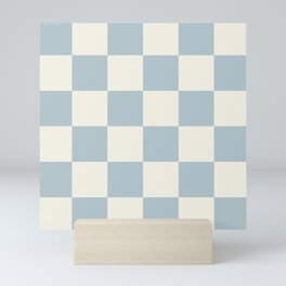 Baby blue checkers Mini Art Print