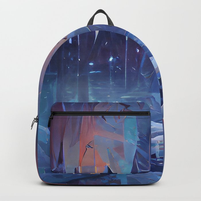 Abstract Blue Ice Frozen Landscape AI Art Backpack
